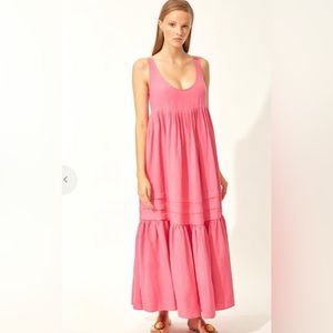 NWT, Solid & Striped, Fuchsia Empire Linen Maxi Dress, Women’s XS